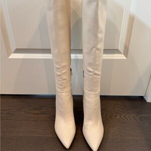 Elegant Cream Women's Knee-High Boots